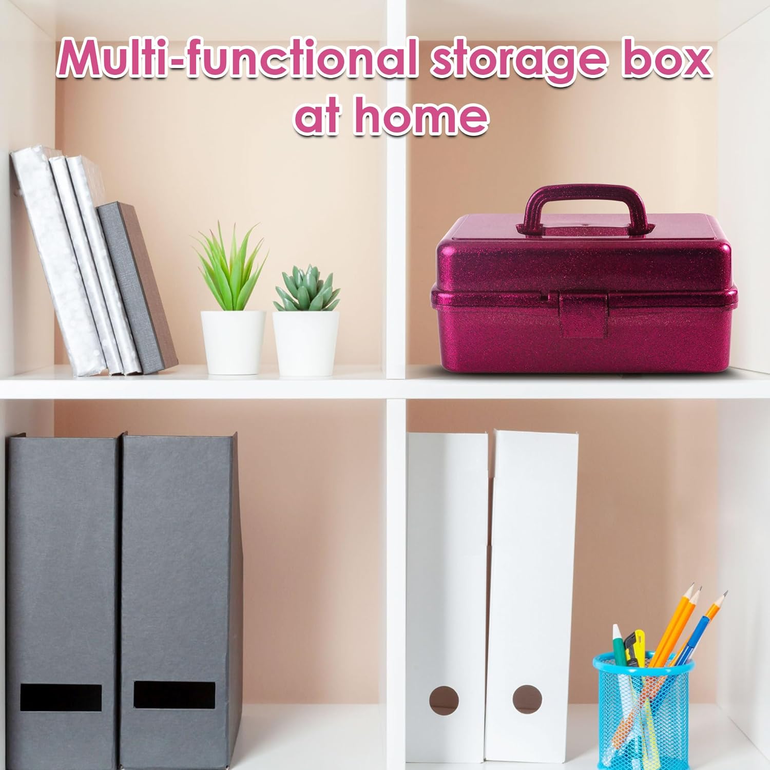 Glitter Purple 3 Layer Craft Storage Box, Purple Tackle Box Organizer for Craft Tool, Cosmetic Organizer for Girls - Image 6