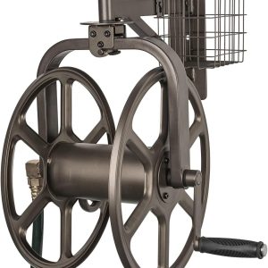 Liberty GARDEN 712 Single Arm Navigator Multi-Directional Garden Hose Reel, Holds 125-Feet of, 5/8-Inch, Bronze