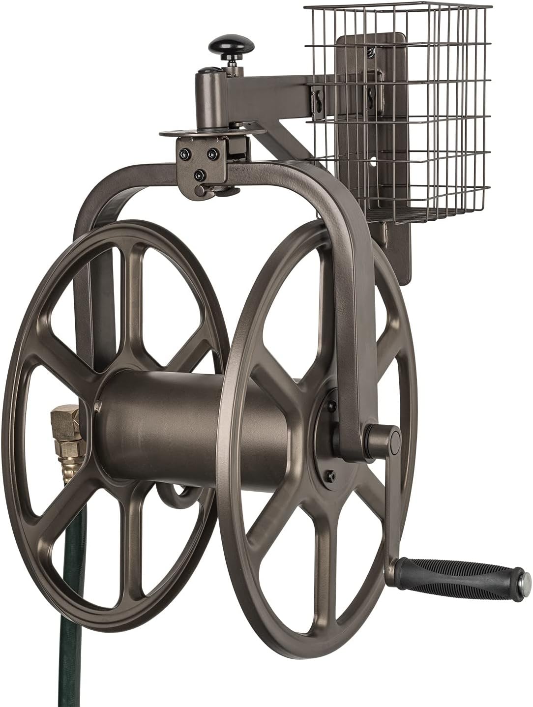 Liberty GARDEN 712 Single Arm Navigator Multi-Directional Garden Hose Reel, Holds 125-Feet of, 5/8-Inch, Bronze
